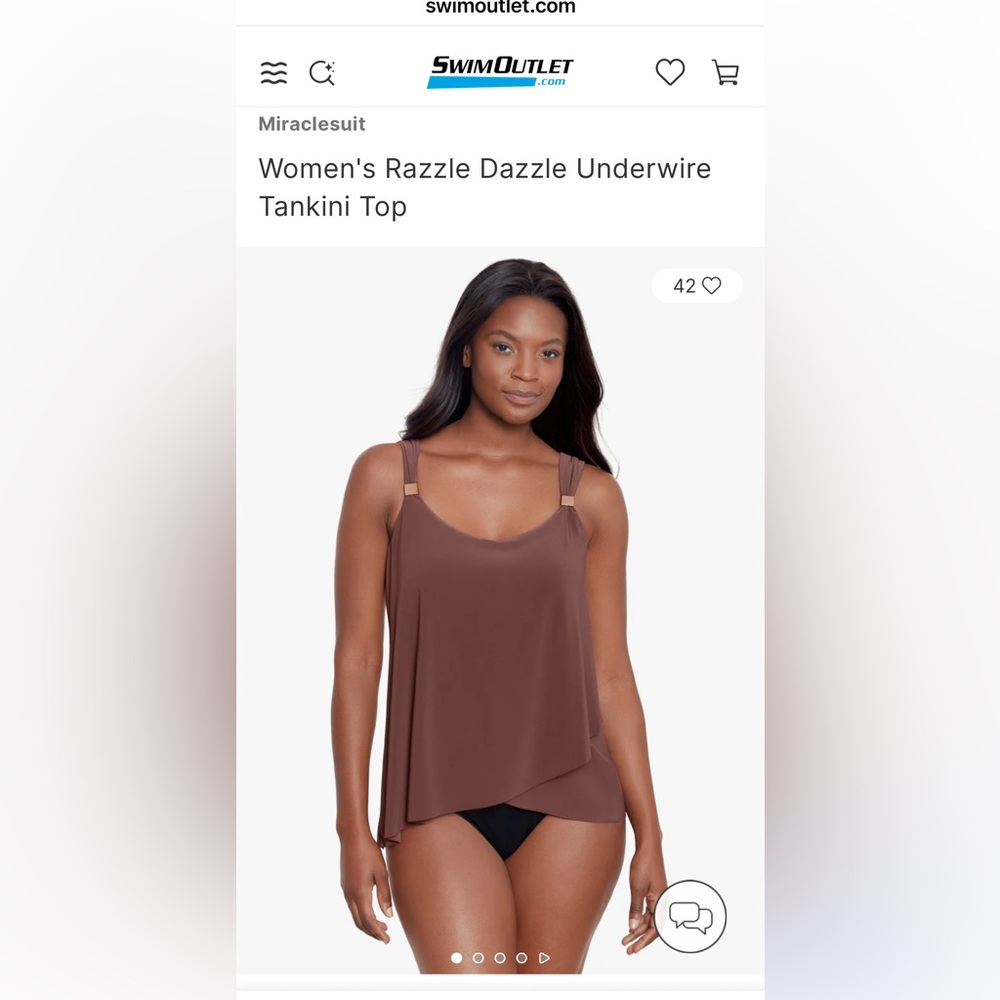 Miraclesuit Razzle Dazzle Underwire Tankini Top
NWT Size 14